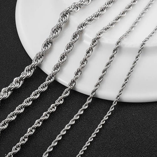 Stainless Steel Twisted Rope Chain Necklace