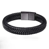 Black PU Leather Magnetic Bracelet